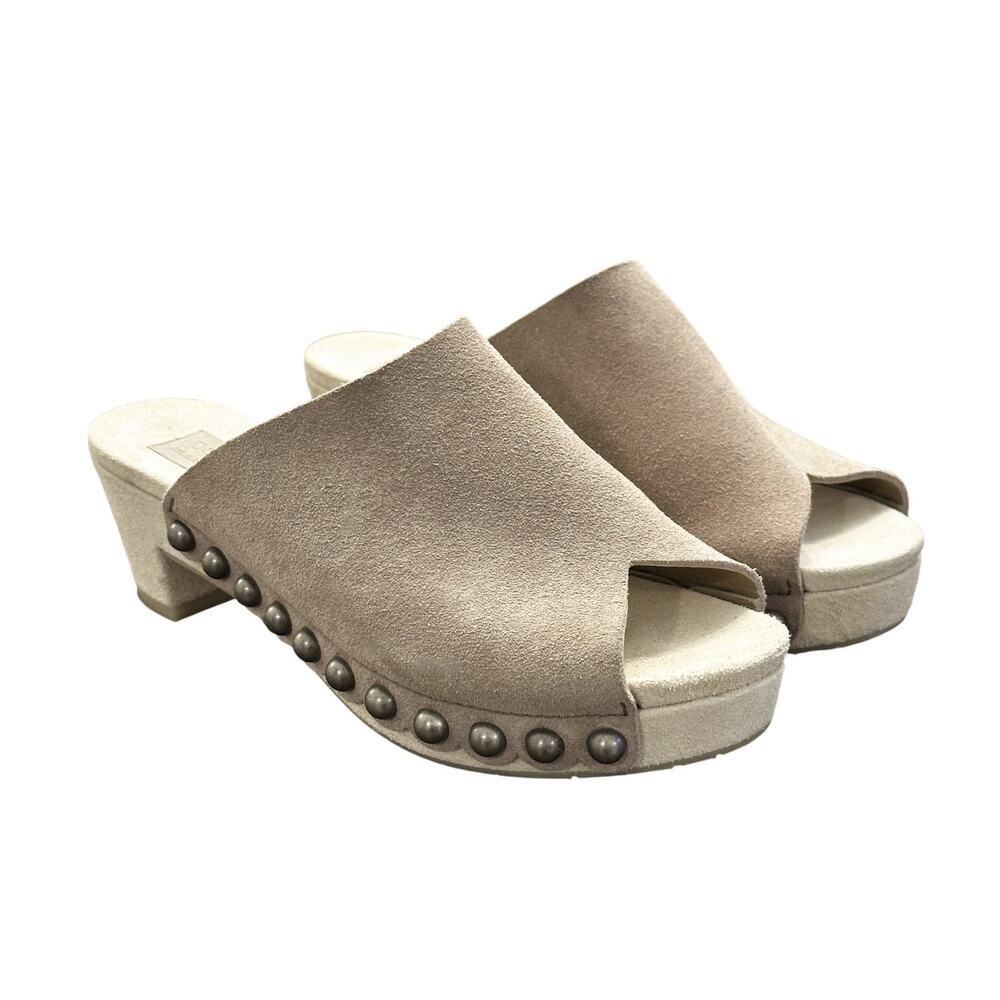 Pedro Garcia Nain Beige Suede Studded Clogs Mules Slides Sandals Size 37 $595